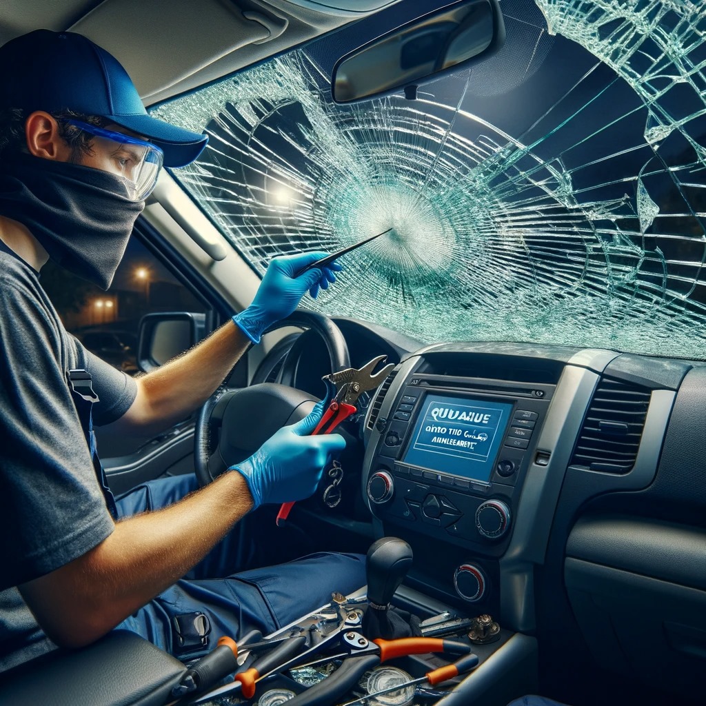 Certified Technician fixing auto glass