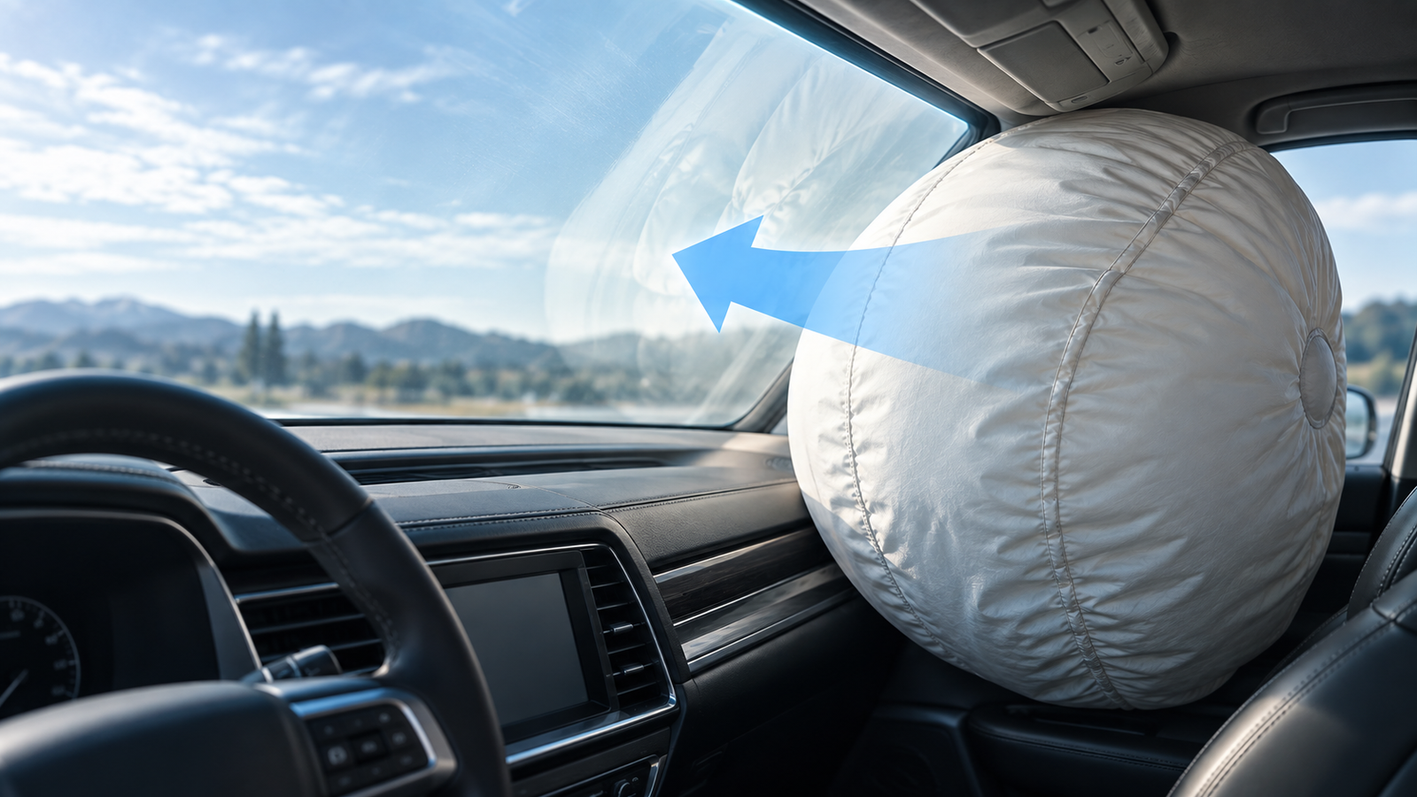 Backstops the airbag